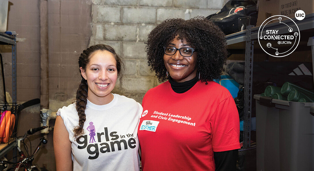 Two females smile for the camera at MLK Day of Service
